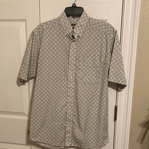 Ariat Men's Casual Button Down Shirt - Tan and Navy